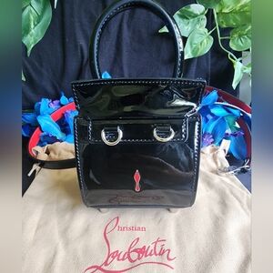 Authentic Christian Louboutin Black Patent Leather Mini Bag